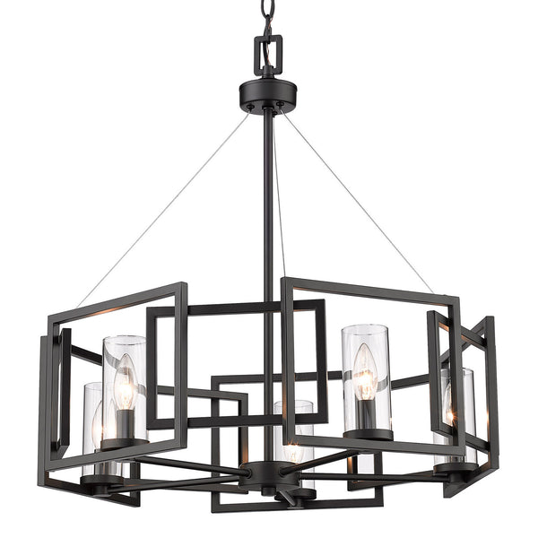 Five Light Chandelier from the Marco BLK Collection in Matte Black Finish by Golden