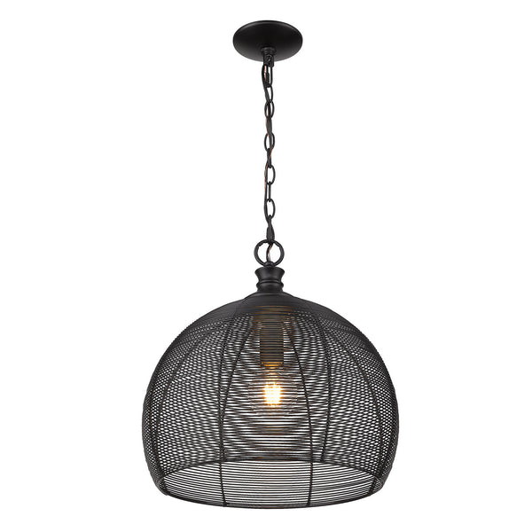 One Light Pendant from the Calypso Collection in Matte Black Finish by Golden