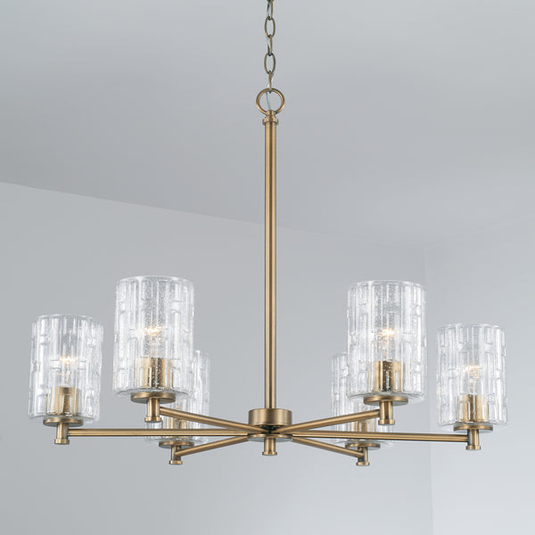 Six Light Chandelier from the Emerson Collection in Aged Brass Finish by Capital Lighting