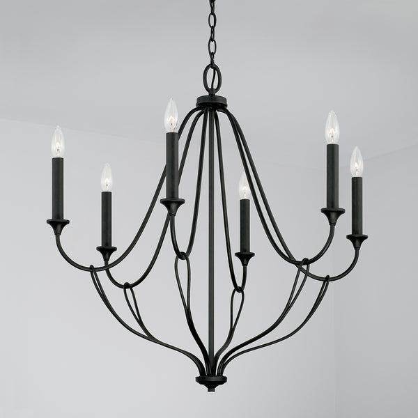 Six Light Chandelier from the Bentley Collection in Black Iron Finish by Capital Lighting
