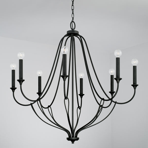 Eight Light Chandelier from the Bentley Collection in Black Iron Finish by Capital Lighting