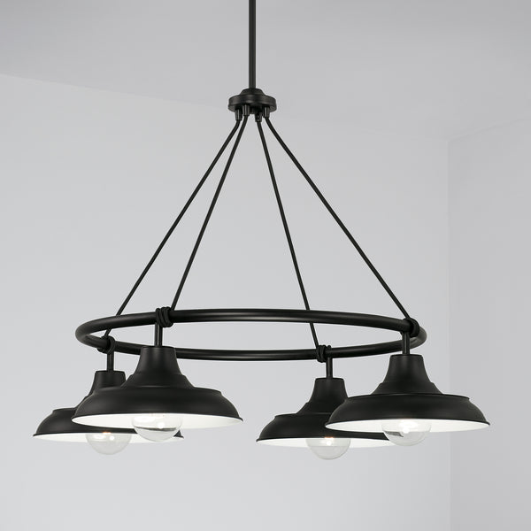 Four Light Chandelier from the Jones Collection in Matte Black Finish by Capital Lighting