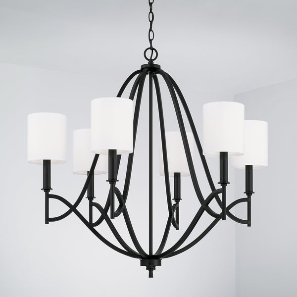 Six Light Chandelier from the Sylvia Collection in Matte Black Finish by Capital Lighting