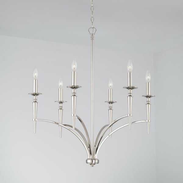 Six Light Chandelier from the Abbie Collection in Polished Nickel Finish by Capital Lighting