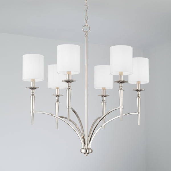 Six Light Chandelier from the Abbie Collection in Polished Nickel Finish by Capital Lighting