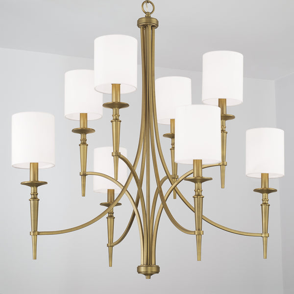 Eight Light Chandelier from the Abbie Collection in Aged Brass Finish by Capital Lighting