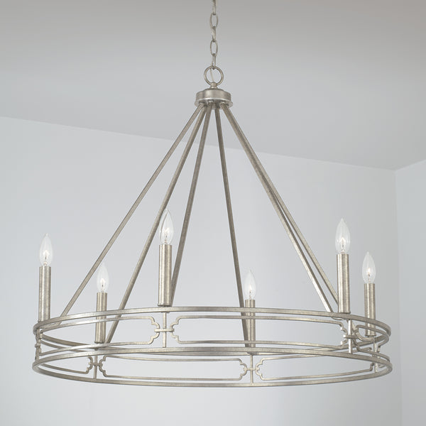 Six Light Chandelier from the Merrick Collection in Antique Silver Finish by Capital Lighting