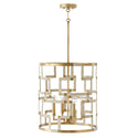 Four Light Foyer Pendant from the Hala Collection in Bleached Natural Jute and Patinaed Brass Finish by Capital Lighting