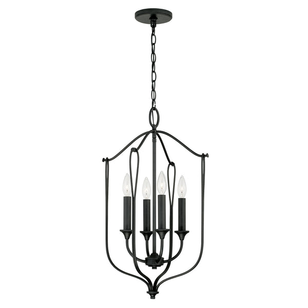 Four Light Foyer Pendant from the Bentley Collection in Black Iron Finish by Capital Lighting