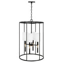Four Light Foyer Pendant from the Beckham Collection in Glossy Black and Aged Brass Finish by Capital Lighting