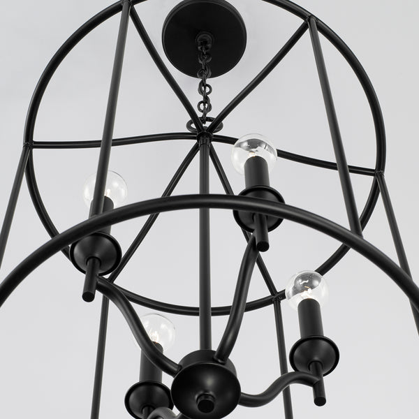 Four Light Foyer Pendant from the Peyton Collection in Matte Black Finish by Capital Lighting