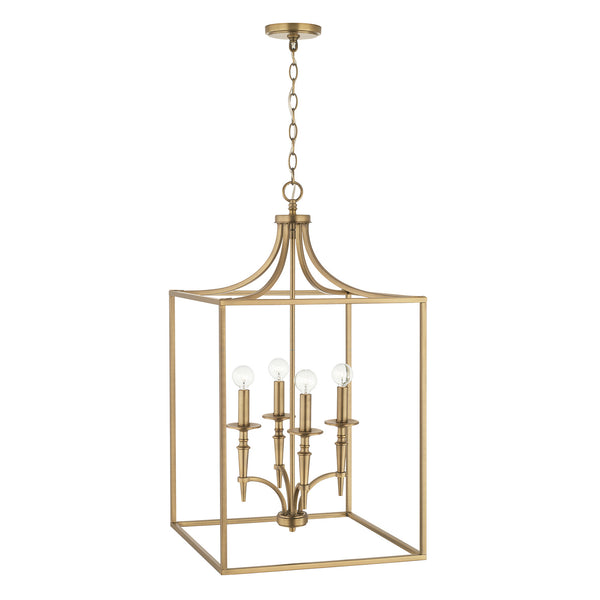 Four Light Foyer Pendant from the Abbie Collection in Aged Brass Finish by Capital Lighting