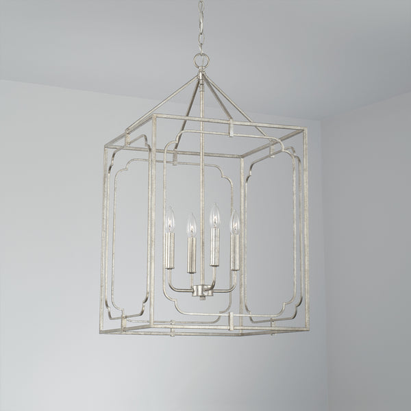 Four Light Foyer Pendant from the Merrick Collection in Antique Silver Finish by Capital Lighting