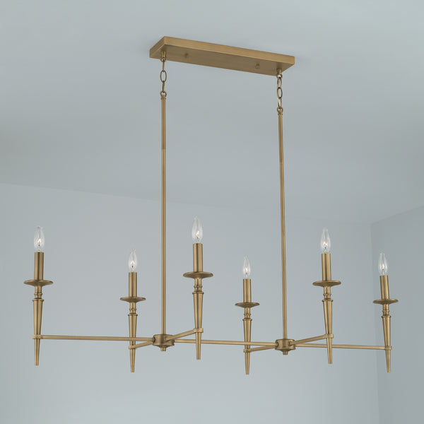 Six Light Island Pendant from the Abbie Collection in Aged Brass Finish by Capital Lighting
