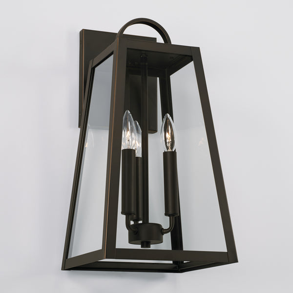 Three Light Outdoor Wall Lantern from the Leighton Collection in Oiled Bronze Finish by Capital Lighting