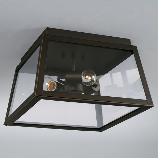 Three Light Outdoor Flush Mount from the Leighton Collection in Oiled Bronze Finish by Capital Lighting