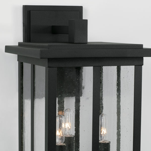 Three Light Outdoor Wall Lantern from the Barrett Collection in Black Finish by Capital Lighting