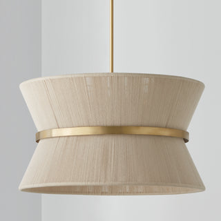 Eight Light Pendant from the Cecilia Collection in Bleached Natural Rope and Patinaed Brass Finish by Capital Lighting