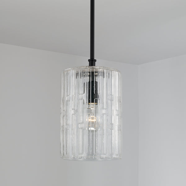 One Light Pendant from the Emerson Collection in Matte Black Finish by Capital Lighting