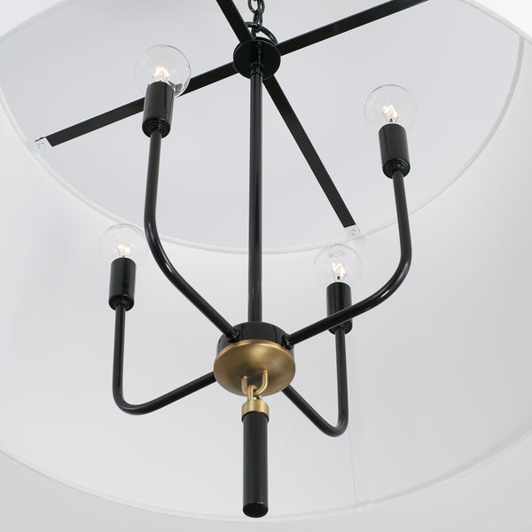Four Light Pendant from the Beckham Collection in Glossy Black and Aged Brass Finish by Capital Lighting