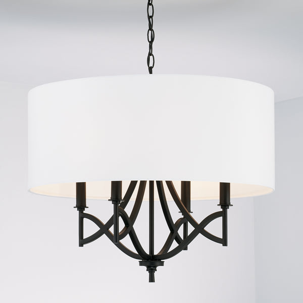 Four Light Pendant from the Sylvia Collection in Matte Black Finish by Capital Lighting