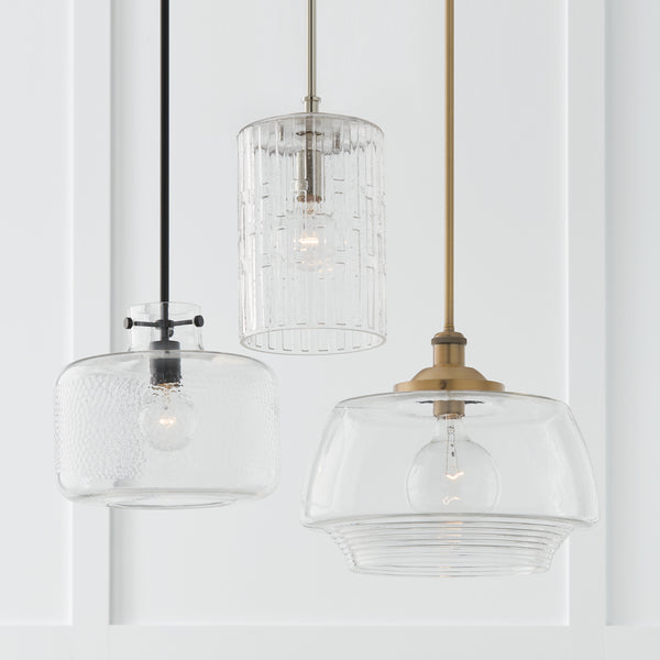 One Light Pendant from the Brighton Collection in Matte Black Finish by Capital Lighting