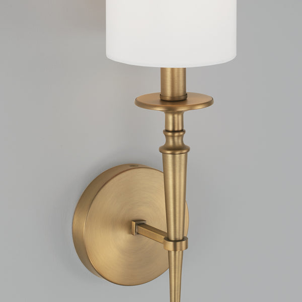 One Light Wall Sconce from the Abbie Collection in Aged Brass Finish by Capital Lighting