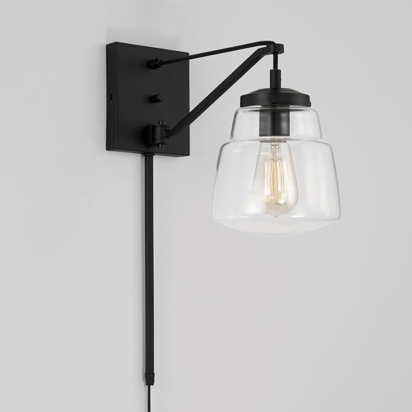 One Light Wall Sconce from the Dillon Collection in Matte Black Finish by Capital Lighting