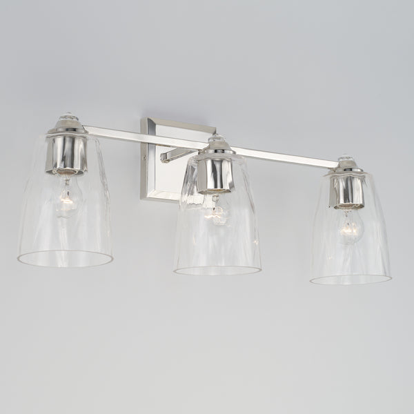 Three Light Vanity from the Laurent Collection in Polished Nickel Finish by Capital Lighting