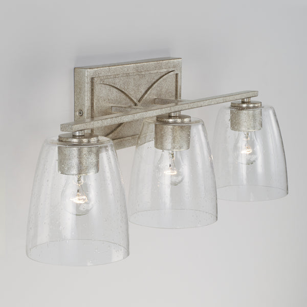 Three Light Vanity from the Sylvia Collection in Antique Silver Finish by Capital Lighting