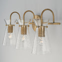 Three Light Vanity from the Mila Collection in Aged Brass Finish by Capital Lighting
