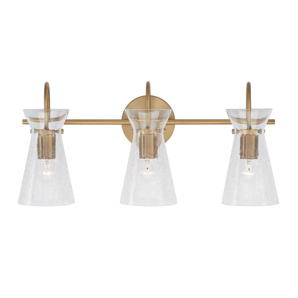 Three Light Vanity from the Mila Collection in Aged Brass Finish by Capital Lighting