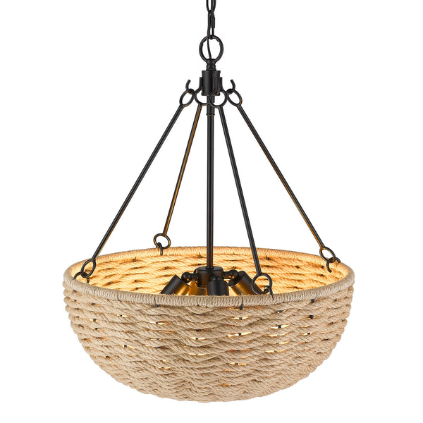 Four Light Pendant from the Hathaway Collection in Matte Black Finish by Golden