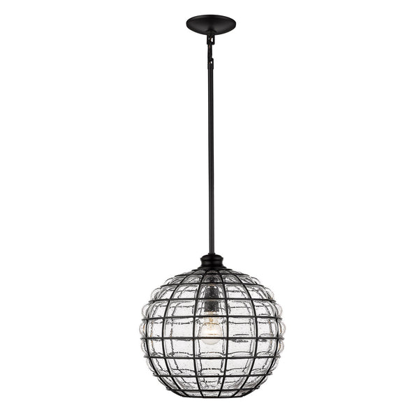 One Light Pendant from the Powell Collection in Matte Black Finish by Golden