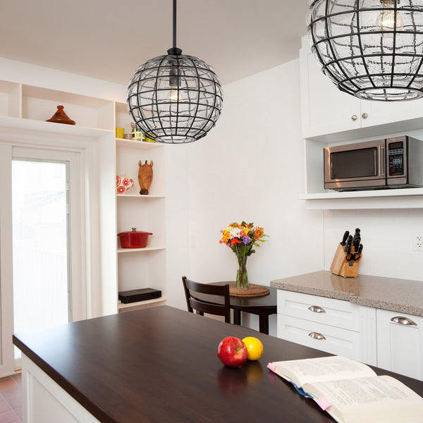 One Light Pendant from the Powell Collection in Matte Black Finish by Golden