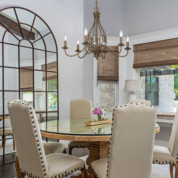 Six Light Chandelier from the Antoinette BC Collection in Burnished Chestnut Finish by Golden