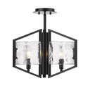 Three Light Semi-Flush Mount from the Varsha Collection in Matte Black Finish by Golden