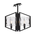 Three Light Semi-Flush Mount from the Varsha Collection in Matte Black Finish by Golden