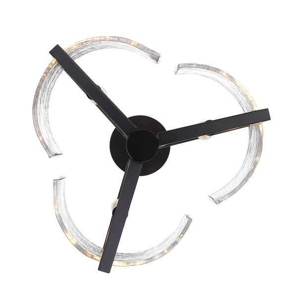 Three Light Semi-Flush Mount from the Varsha Collection in Matte Black Finish by Golden