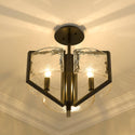 Three Light Semi-Flush Mount from the Varsha Collection in Matte Black Finish by Golden