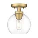 One Light Flush Mount from the Galveston BCB Collection in Brushed Champagne Bronze Finish by Golden