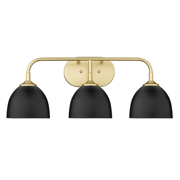 Three Light Bath Vanity from the Zoey OG Collection in Olympic Gold Finish by Golden