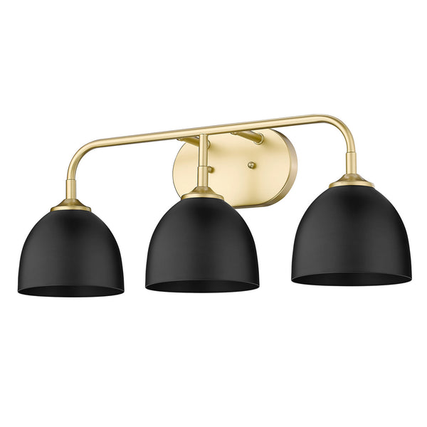 Three Light Bath Vanity from the Zoey OG Collection in Olympic Gold Finish by Golden