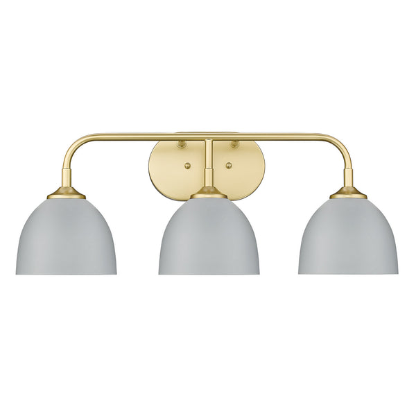 Three Light Bath Vanity from the Zoey OG Collection in Olympic Gold Finish by Golden