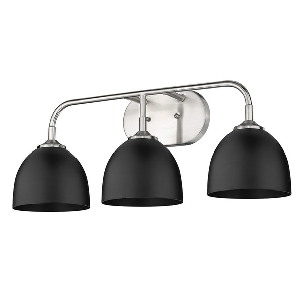 Three Light Bath Vanity from the Zoey PW Collection in Pewter Finish by Golden