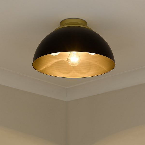 Three Light Flush Mount from the Zoey OG Collection in Olympic Gold Finish by Golden