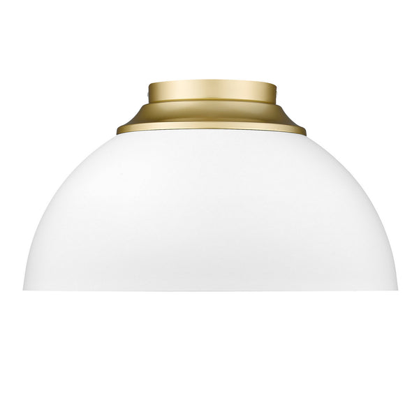 Three Light Flush Mount from the Zoey OG Collection in Olympic Gold Finish by Golden