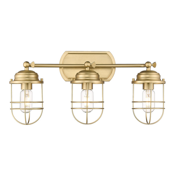 Three Light Bath Vanity from the Seaport BCB Collection in Brushed Champagne Bronze Finish by Golden