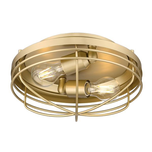 Two Light Flush Mount from the Seaport BCB Collection in Brushed Champagne Bronze Finish by Golden