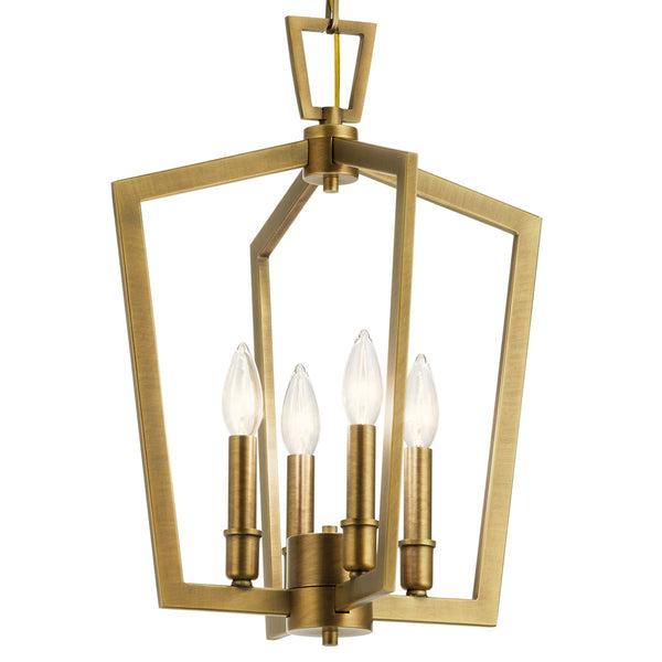 Four Light Pendant from the Abbotswell Collection in Natural Brass Finish by Kichler